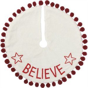 Primitives by Kathy - Velvet Tree Skirt - Believe with Pom Fringe